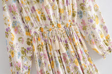Load image into Gallery viewer, Lace-up Tassel, Boho Maxi Dress, Vintage Sundress
