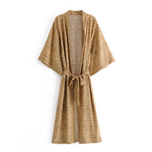 Load image into Gallery viewer, Boho robe,Bohemian Kimono , Leopard Floral
