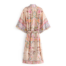Load image into Gallery viewer, Peacock Print Kimono,Boho Kimono,Bohemian Style
