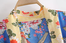 Load image into Gallery viewer, Floral Bird Print , Bohemian Kimono, Boho Maxi Dress Robe
