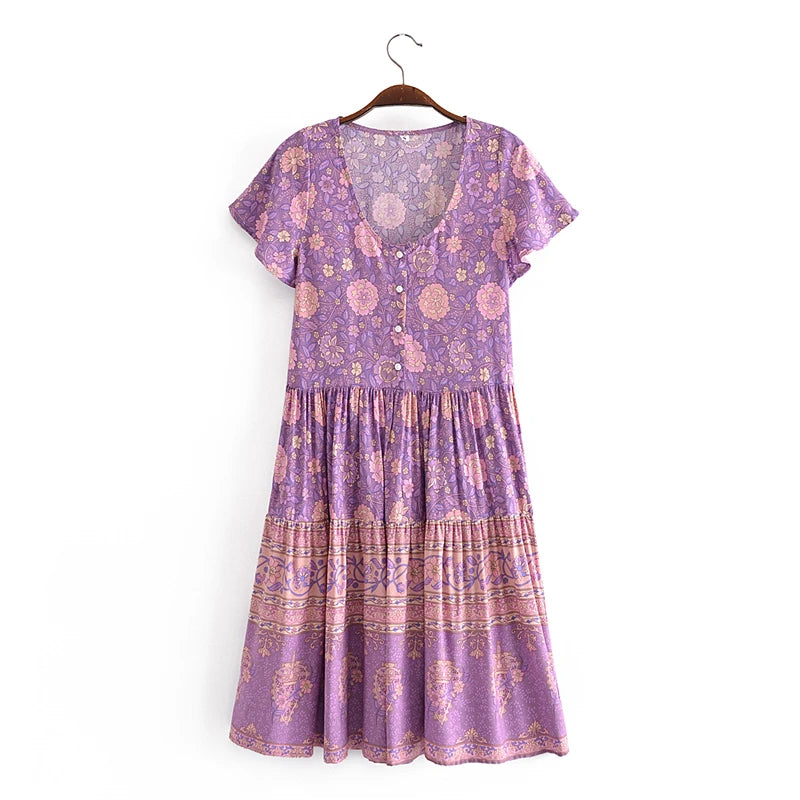 Floral print , Bohemian mini dress,Boho dresses