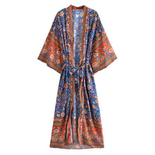 Load image into Gallery viewer, Bohemian Kimono Maxi Robe ,Boho Cover-ups
