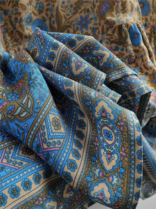 Maxi Dress, Boho Dress,Blue Floral Print