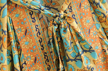 Load image into Gallery viewer, Yellow Floral Print,Bohemian Kimono, Boho Maxi Dress
