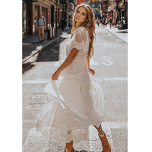 Load image into Gallery viewer, White Lace Embroidery,Bohemian Maxi Dress,Wedding Dress
