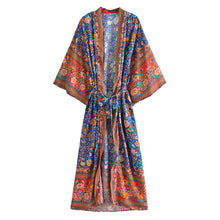 Load image into Gallery viewer, Bohemian Kimono Maxi Robe ,Boho Cover-ups
