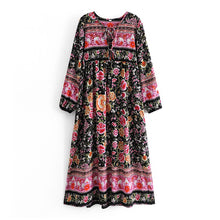 Load image into Gallery viewer, Boho Dress, Bohemian Maxi Dress,Multi Floral print
