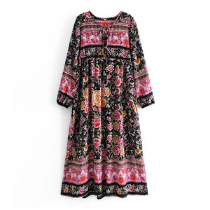 Boho Dress, Bohemian Maxi Dress,Multi Floral print