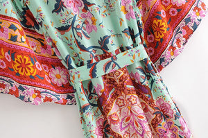 Bikini Cover-Ups,Boho Kimono Robe,Peacock Green