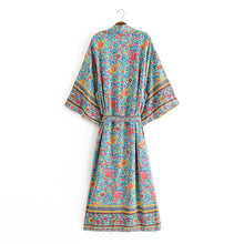 Load image into Gallery viewer, Green Floral Print,Bohemian Kimono,Boho Robe
