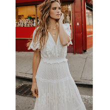 Load image into Gallery viewer, White Lace Embroidery,Bohemian Maxi Dress,Wedding Dress
