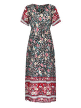 Load image into Gallery viewer, Wild Floral Print ,Short Sleeve Maxi Dress ,Rayon Boho Dress
