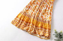 Load image into Gallery viewer, Mini Dress, Boho Dress,yellow Floral Print
