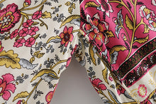 Load image into Gallery viewer, Multi Floral Print ,tie Neck ,Boho Maxi Dresses
