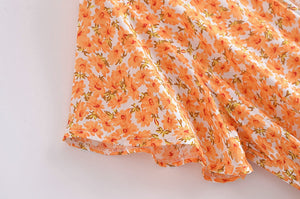 Orange Print ,Boho Dress,Bohemian Wrap Dress