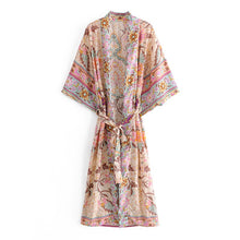 Load image into Gallery viewer, Peacock Print Kimono,Boho Kimono,Bohemian Style
