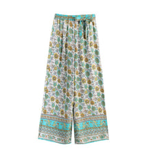 Load image into Gallery viewer, Boho Sets, Green Floral Print ,Pants and Tops
