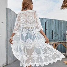 Load image into Gallery viewer, Lace Mesh Crochet ,Beach Boho Kimono,Bikini Cover-ups
