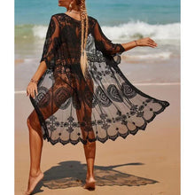 Load image into Gallery viewer, Lace Mesh Crochet ,Beach Boho Kimono,Bikini Cover-ups
