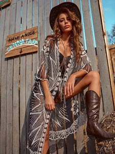 Sunflower Sexy See-through Lace Beach Kimono