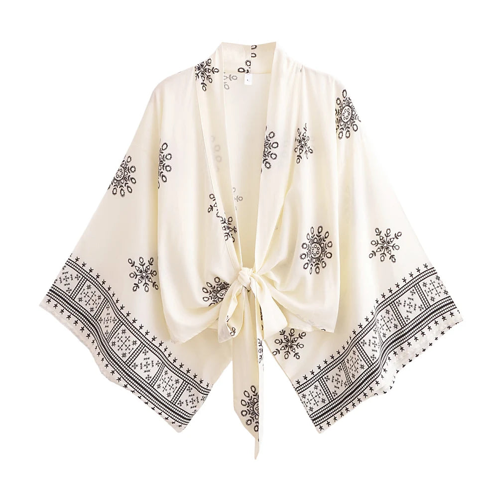 Boho Kimono ,Short Robe, Bikini Cover-Ups