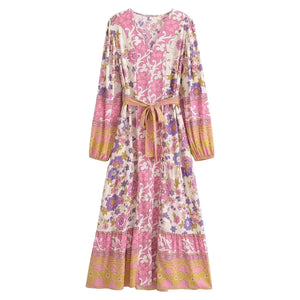 Elegant Floral Print ,Bohemian Maxi Dress ,Holiday Boho Dress