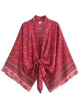 Load image into Gallery viewer, Bohemian Kimono, Boho Bikini Cover-ups,Red Floral
