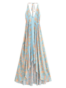 Wild Floral ,Open Back,Strapless Boho Dress