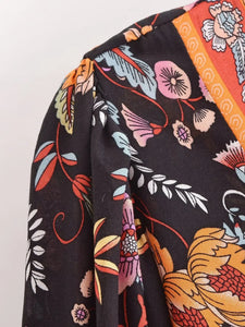 Floral Print ,Breasted Bohemian Maxi Dress, Boho Dress Robe