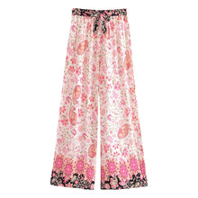 Load image into Gallery viewer, Pink Floral Print ,Bohemian Pant , Rayon Boho Pants

