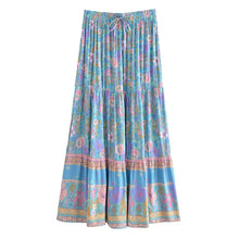 Load image into Gallery viewer, Blue Floral Print ,Beach Bohemian Skirt,Boho Skirts
