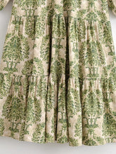 Load image into Gallery viewer, Lantern Sleeve Tiered A-Line Robe Autumn Holiday Vacation Maxi Dress
