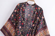 Load image into Gallery viewer, Floral Print,Bohemian Kimono,Beach Robe Bikini Cover-ups
