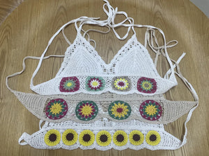 Hollow Out,Sleeveless Crop Tops,Boho Floral Camis