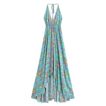 Load image into Gallery viewer, Wild Floral ,Backless Sexy Maxi Dress , High-Low Tassel Strapless Boho Dress
