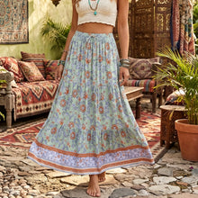 Load image into Gallery viewer, Green Floral Print ,Beach Bohemian Skirt,Boho Skirts
