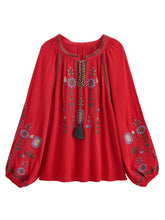Load image into Gallery viewer, Floral Embroidery, Linen Cotton Shirts ,Boho Blusas
