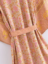 Load image into Gallery viewer, Pink Floral Print,Bohemian Kimono Beach ,Boho Cover-ups
