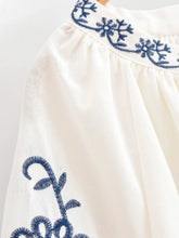 Load image into Gallery viewer, Floral Embroidery, Linen Cotton  Shirts ,Boho Shirt
