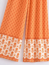 Load image into Gallery viewer, Geometric Floral Print ,Wide Leg Bohemian Pants , Boho Pant Pockets
