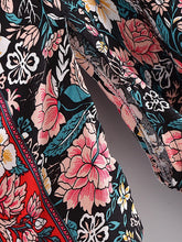 Load image into Gallery viewer, Black Floral Print ,Bohemian Kimono Beach ,Boho Cover-ups

