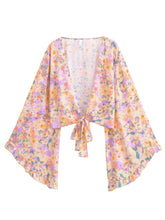 Load image into Gallery viewer, Wild Floral Print ,Short Kimono ,Bikini Cover-ups
