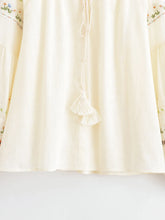 Load image into Gallery viewer, Floral Embroidery, Linen Cotton  Shirts ,Boho Blusas
