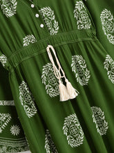 Load image into Gallery viewer, Ethnic Floral Long Sleeve Tassel Rayon Beach Bohemian maxi Dress
