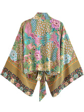 Load image into Gallery viewer, Bohemian Kimono, Boho Bikini Cover-ups,Peacock Floral Print
