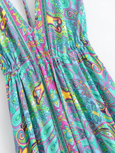 Load image into Gallery viewer, Wild Floral ,Backless Sexy Maxi Dress , High-Low Tassel Strapless Boho Dress

