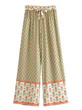 Load image into Gallery viewer, Geometric Floral Print ,Wide Leg Bohemian Pants , Boho Pant Pockets
