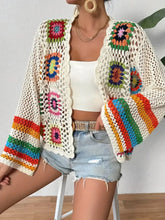 Load image into Gallery viewer, Retro Crochet Rainbow ,Long-sleeved Cardigan ,Handmade Crochet Knitted Cover-ups
