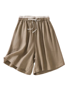 Contrast Color, Linen Cotton Shorts ,Bohemian Sunmmer Short