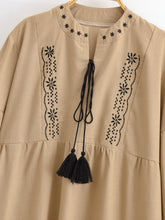 Load image into Gallery viewer, Retro Floral Emberoidery ,Lantern Sleeve Maxi Dress, Boho Dress
